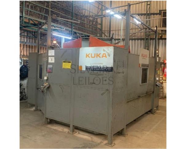 Foto de Cédula de Sondagem Robotizada de 3 Estações de Trabalho de Acionamento Pneumático e Periféricos da Marca Kuka Roboter,  Ano de fabricação: 2009,  Número de série: 861412, Modelo atuador robótico: KR16L6 – KUKA 